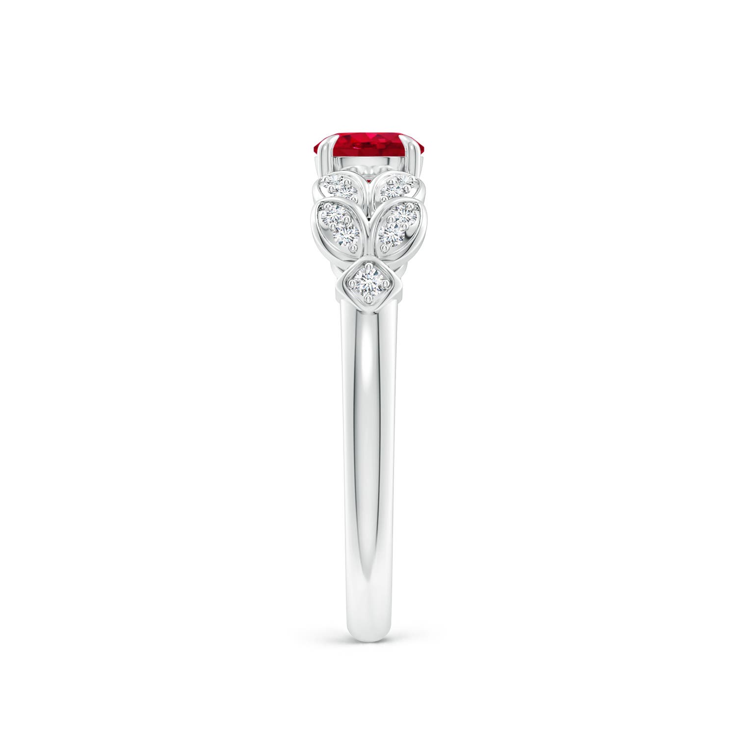 AAA - Ruby / 0.71 CT / 14 KT White Gold