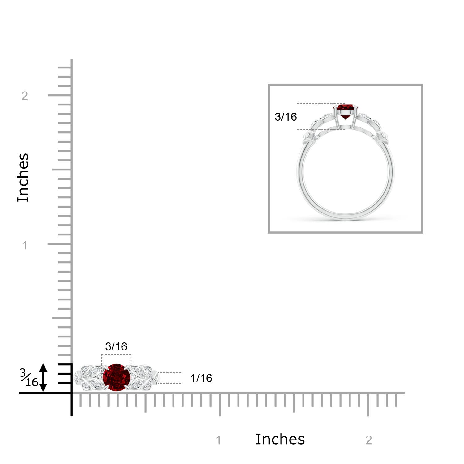 AAAA - Ruby / 0.71 CT / 14 KT White Gold