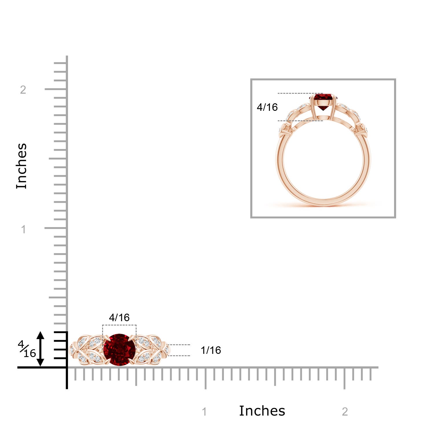 AAAA - Ruby / 1.17 CT / 14 KT Rose Gold