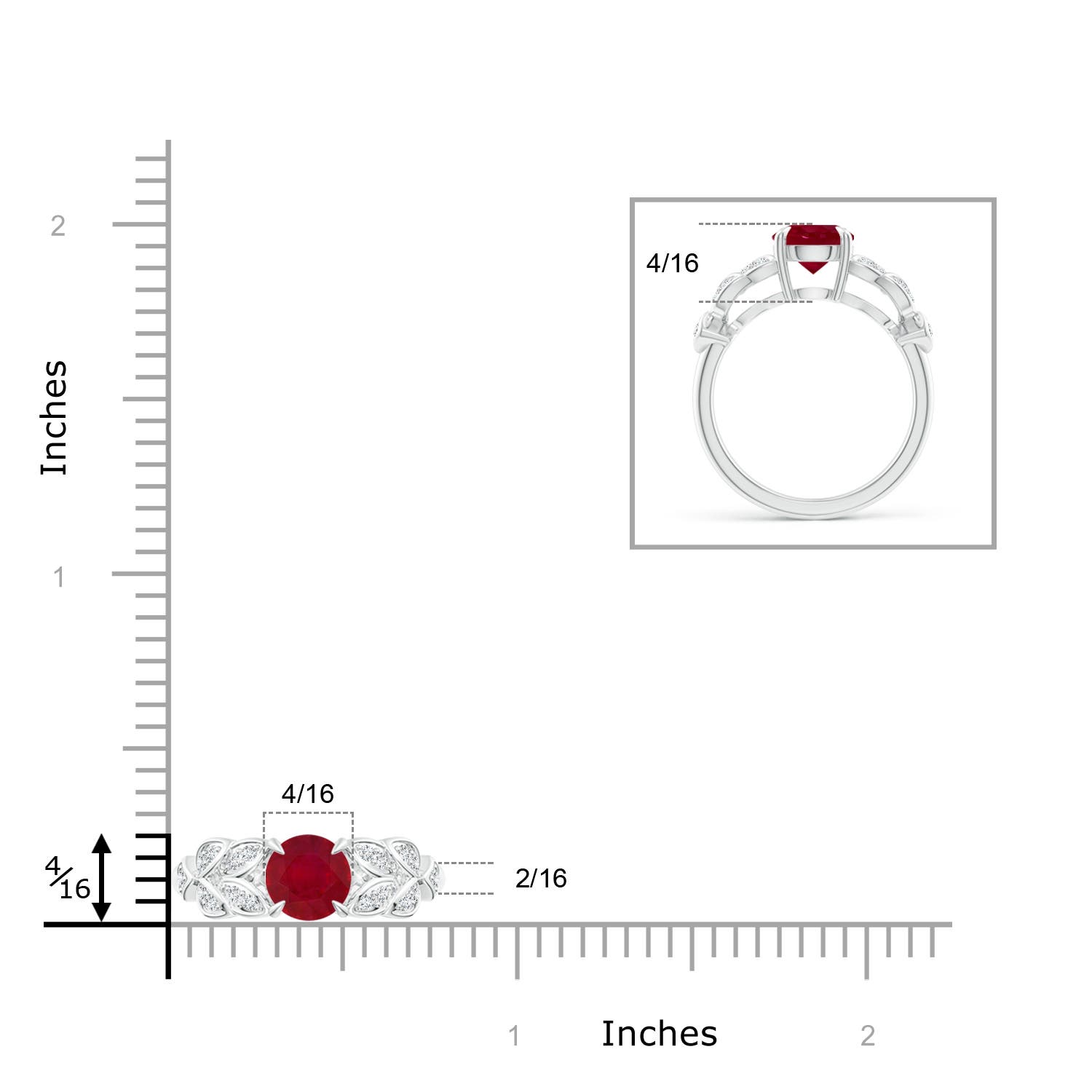 AA - Ruby / 1.62 CT / 14 KT White Gold