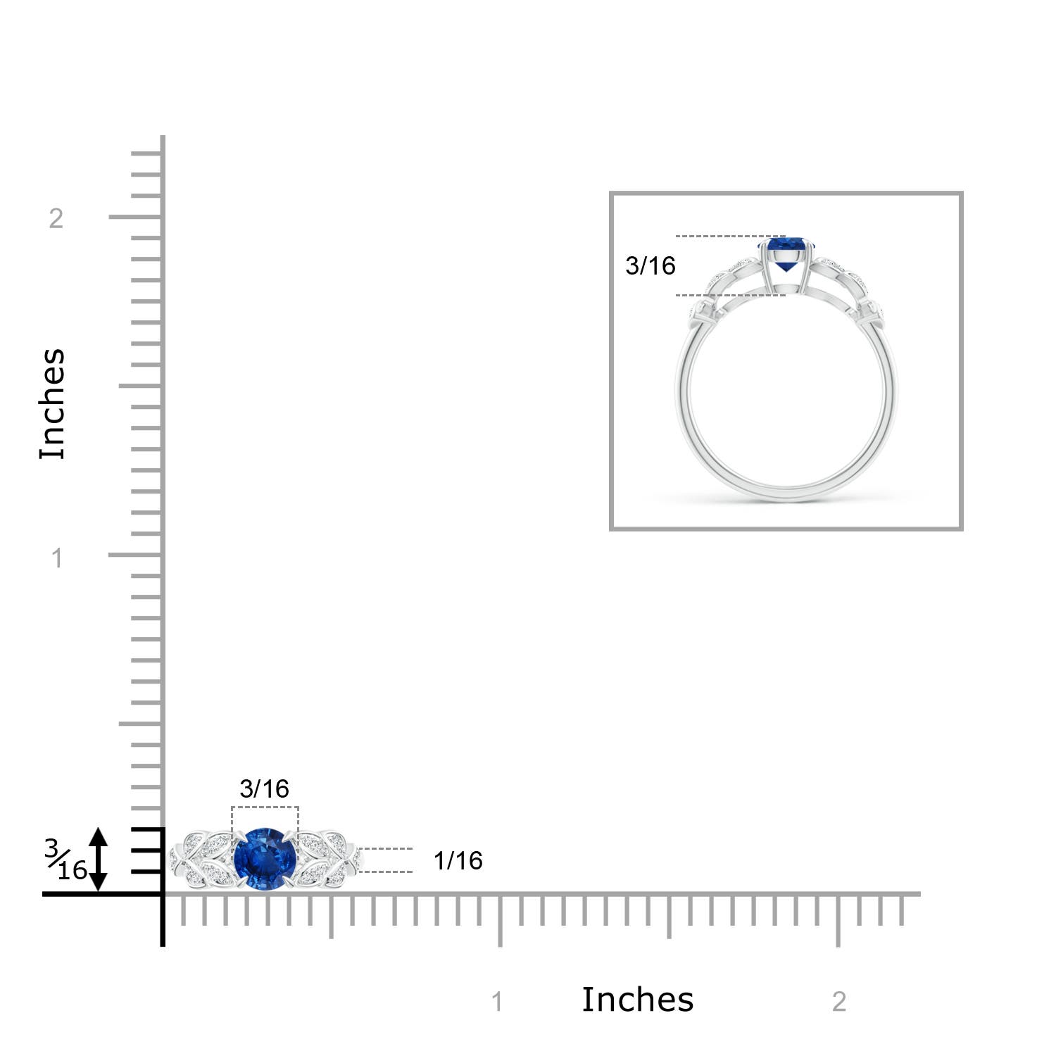 AAA - Blue Sapphire / 0.71 CT / 14 KT White Gold