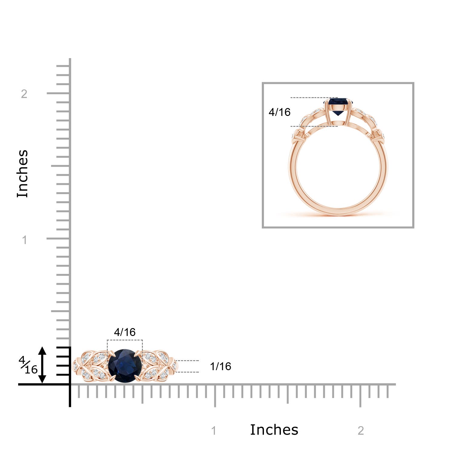 A - Blue Sapphire / 1.17 CT / 14 KT Rose Gold