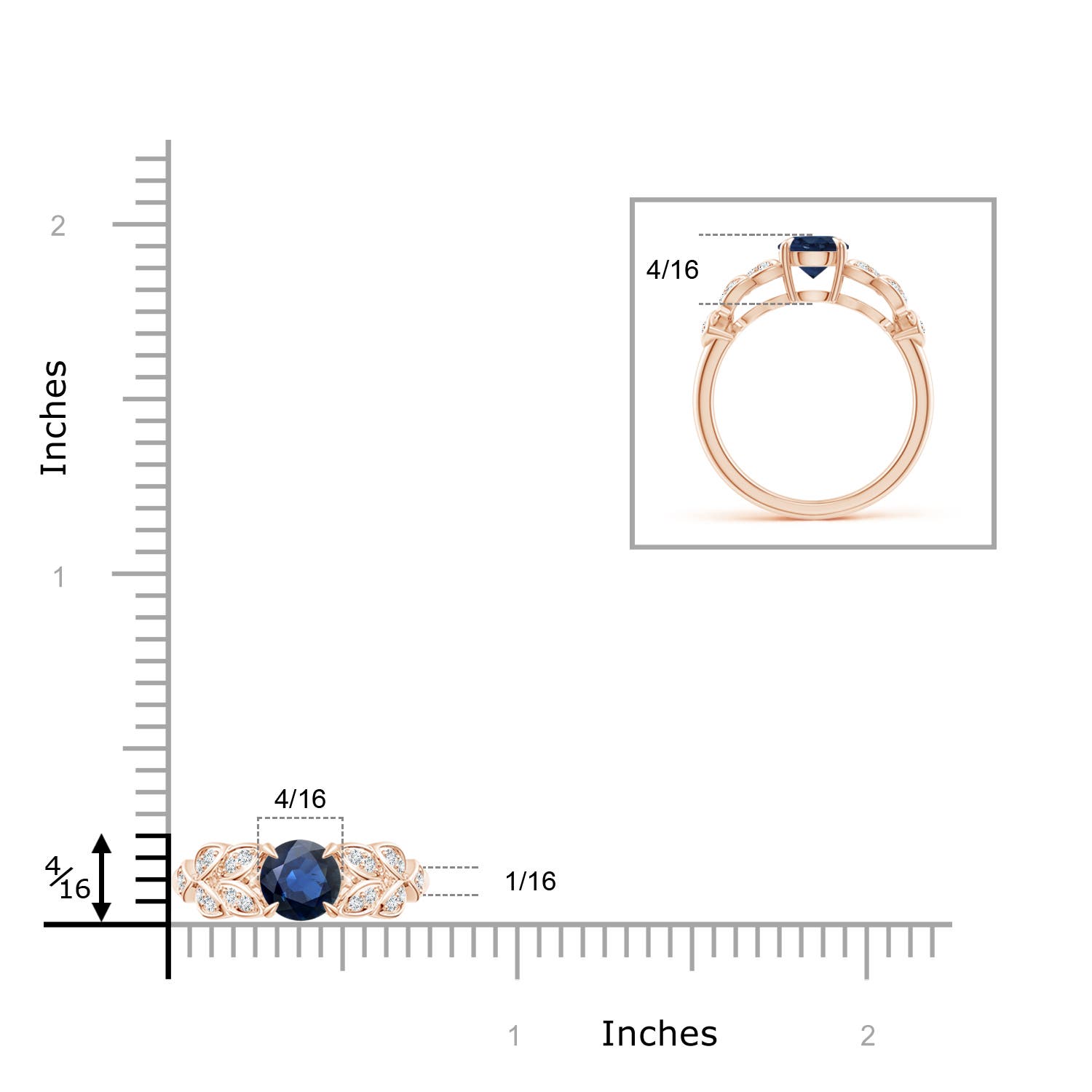 AA - Blue Sapphire / 1.17 CT / 14 KT Rose Gold