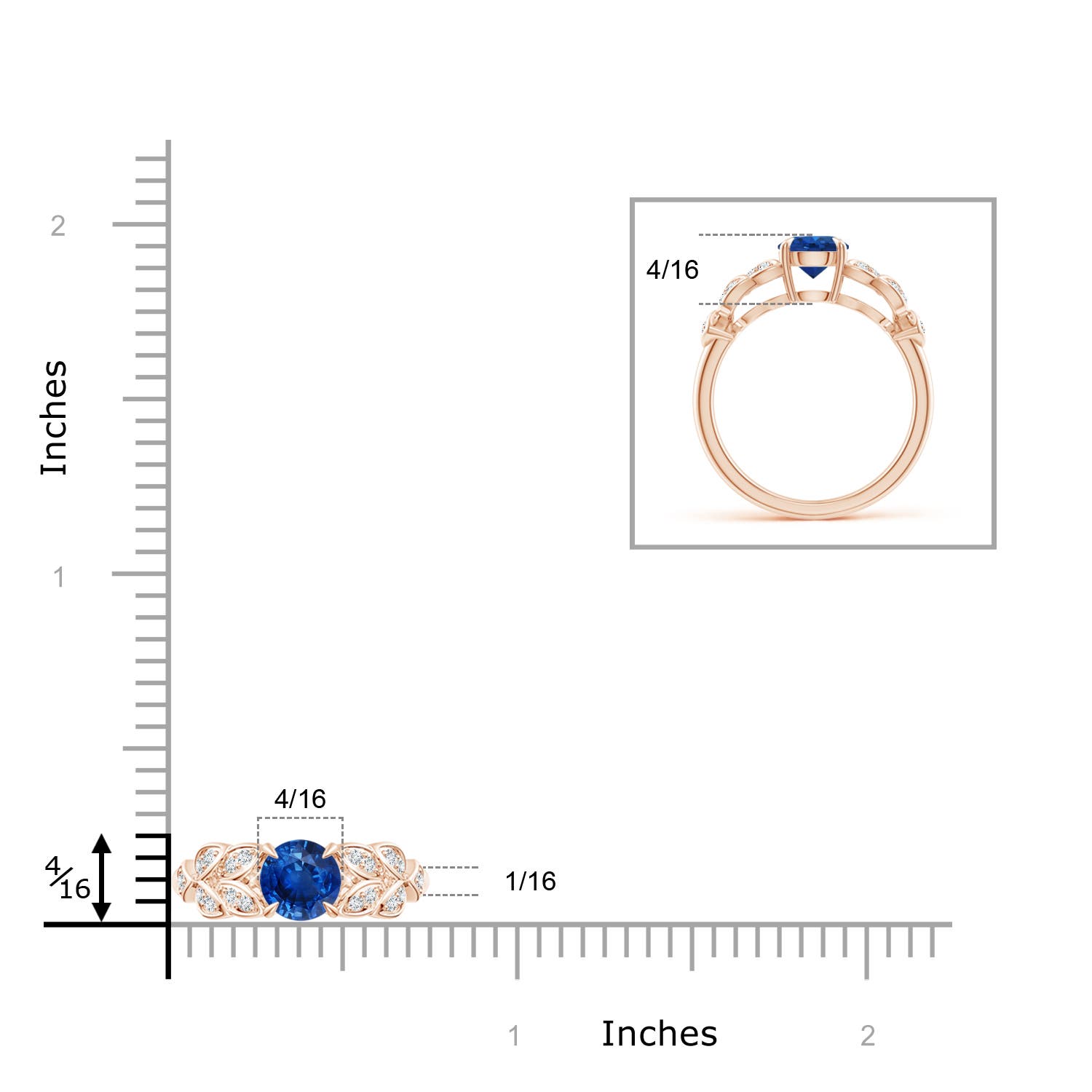 AAA - Blue Sapphire / 1.17 CT / 14 KT Rose Gold