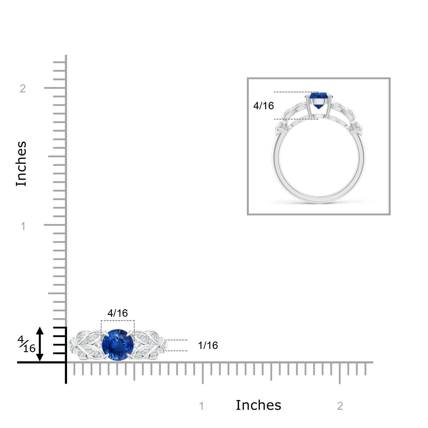 AAA - Blue Sapphire / 1.17 CT / 14 KT White Gold