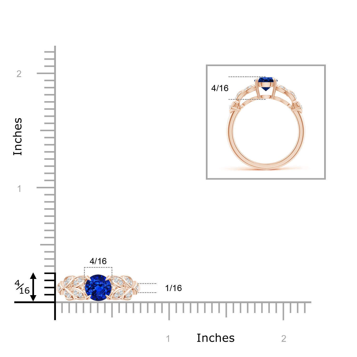 AAAA - Blue Sapphire / 1.17 CT / 14 KT Rose Gold