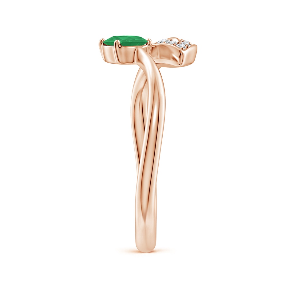 6x4mm A Nature Inspired Emerald Bypass Ring with Diamond Leaf in Rose Gold product image