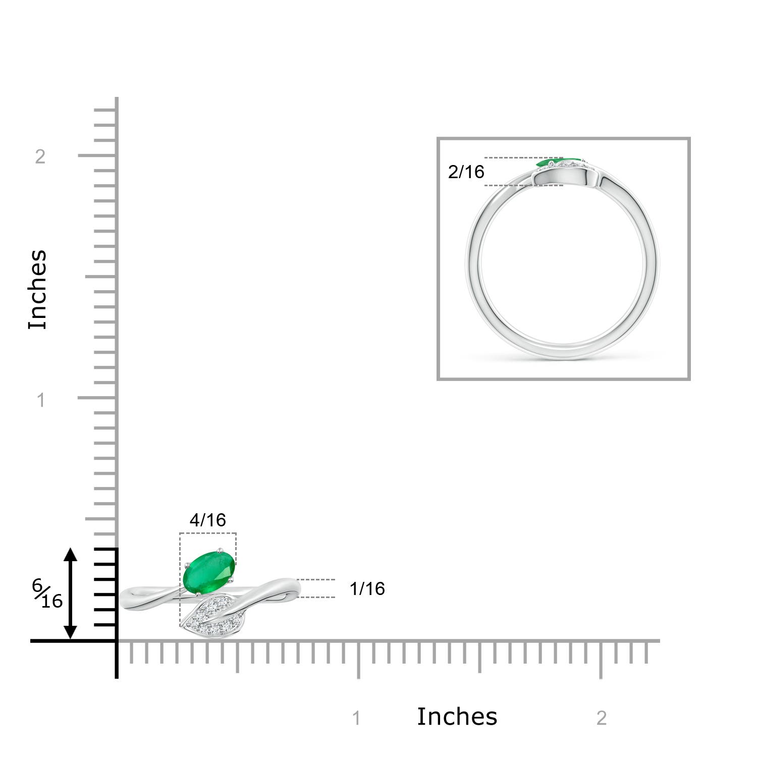 A - Emerald / 0.44 CT / 14 KT White Gold