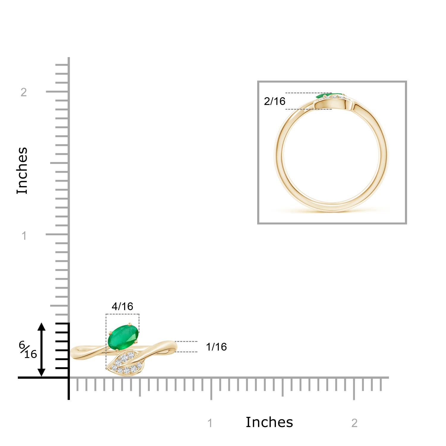 A - Emerald / 0.44 CT / 14 KT Yellow Gold