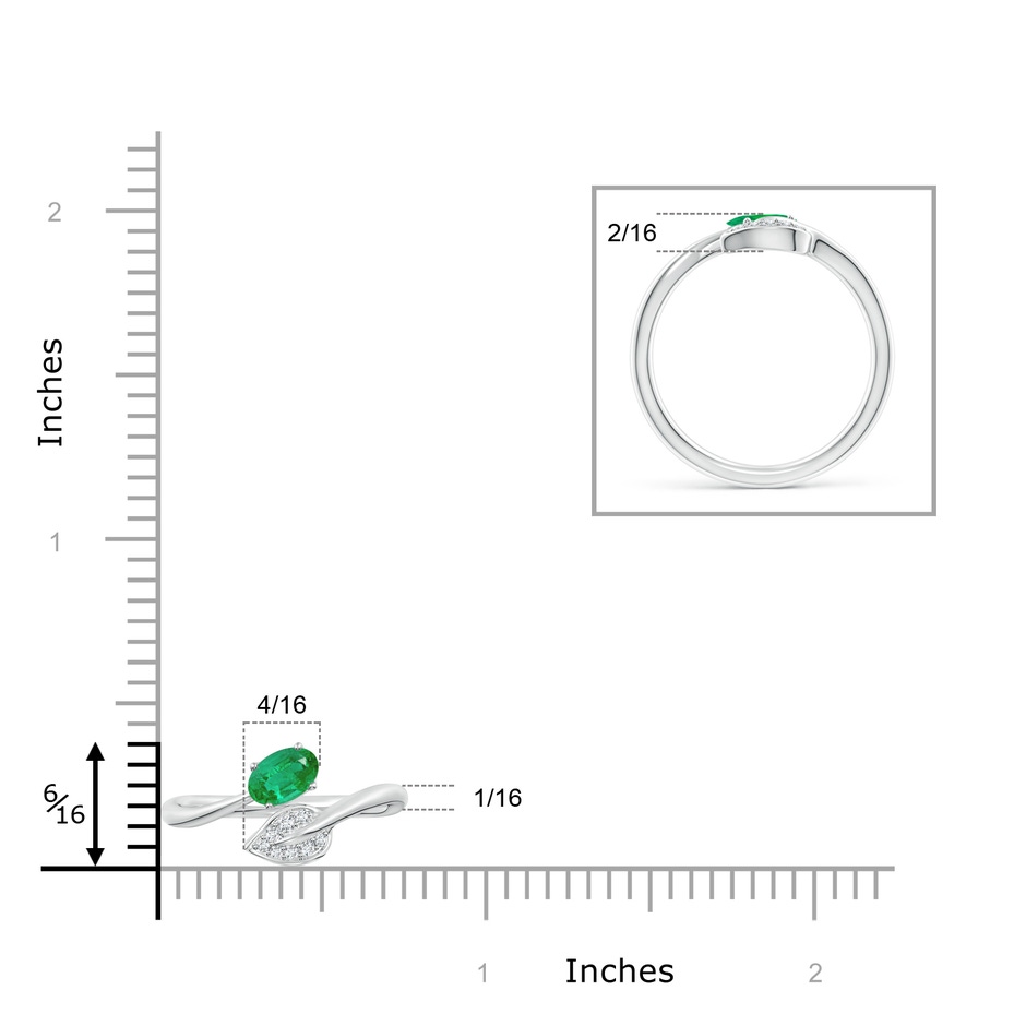 6x4mm AA Nature Inspired Emerald Bypass Ring with Diamond Leaf in P950 Platinum product image