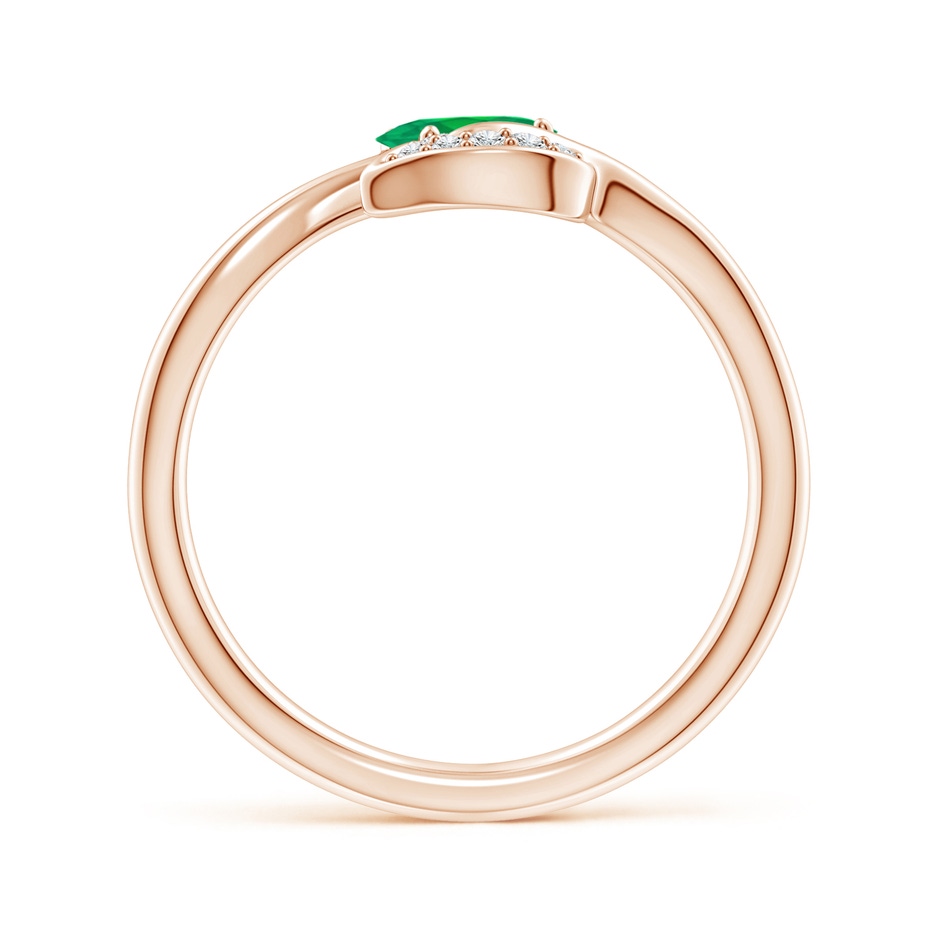 6x4mm AA Nature Inspired Emerald Bypass Ring with Diamond Leaf in Rose Gold product image