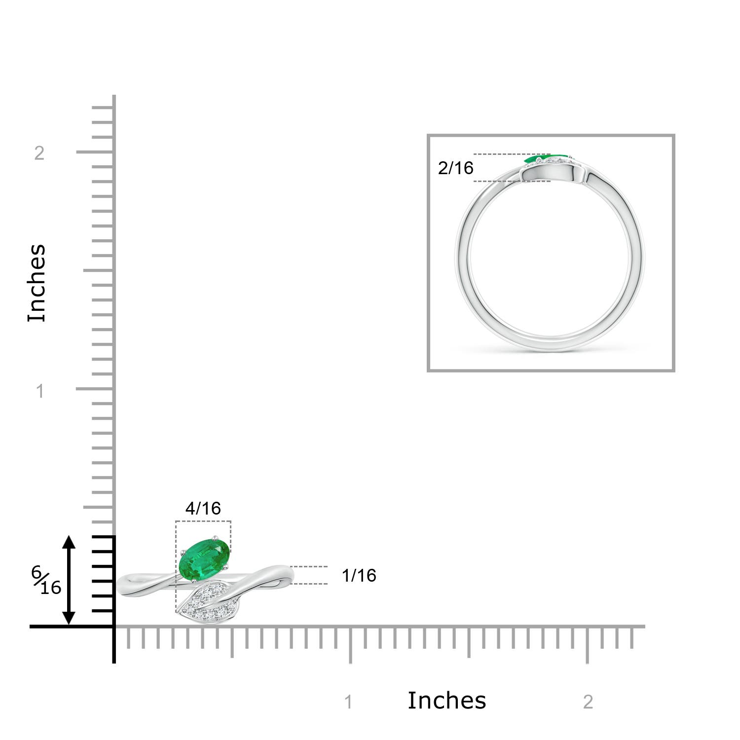 AA - Emerald / 0.44 CT / 14 KT White Gold