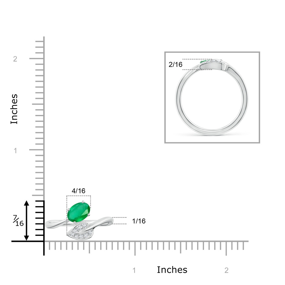 7x5mm A Nature Inspired Emerald Bypass Ring with Diamond Leaf in P950 Platinum product image