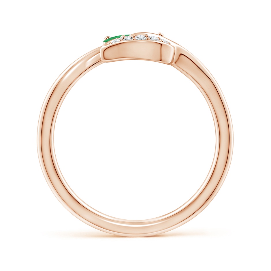 7x5mm A Nature Inspired Emerald Bypass Ring with Diamond Leaf in Rose Gold product image
