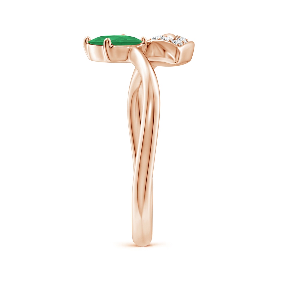 7x5mm A Nature Inspired Emerald Bypass Ring with Diamond Leaf in Rose Gold product image