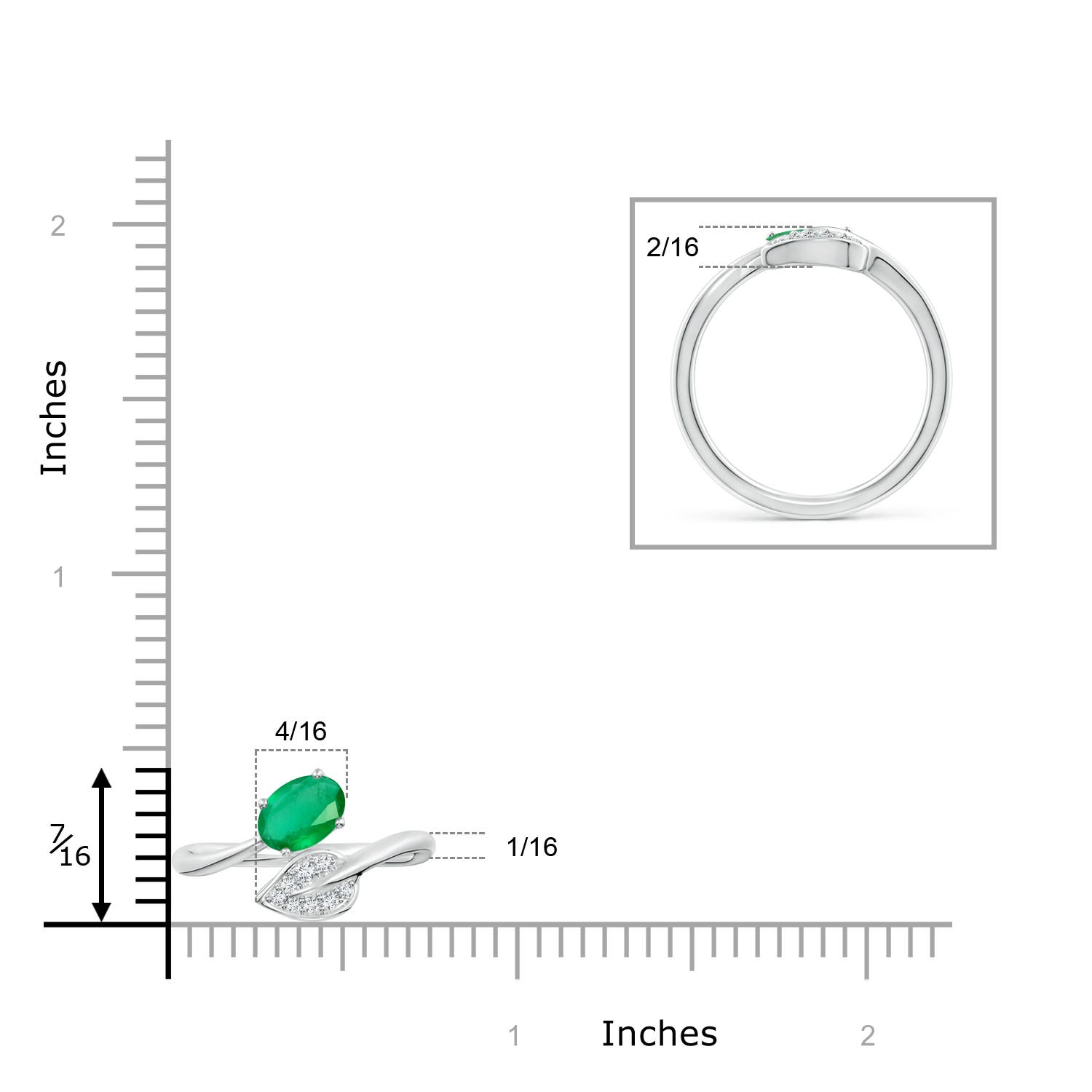 A - Emerald / 0.71 CT / 14 KT White Gold