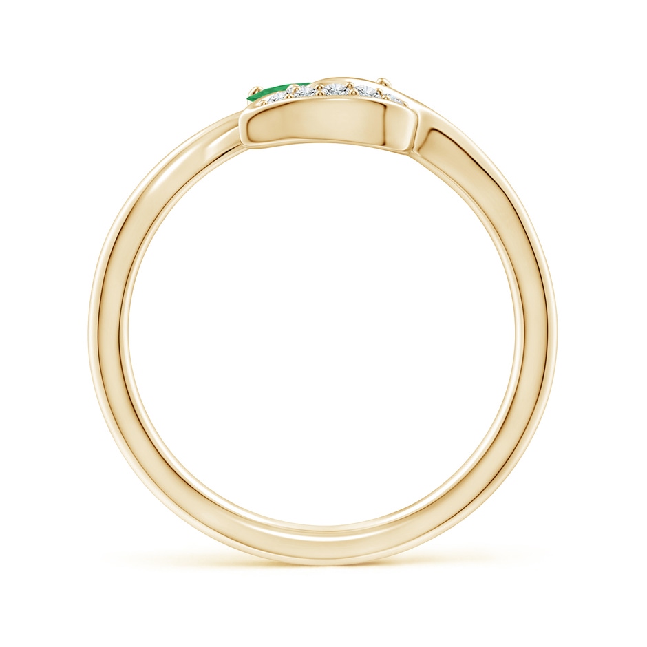 7x5mm A Nature Inspired Emerald Bypass Ring with Diamond Leaf in Yellow Gold product image