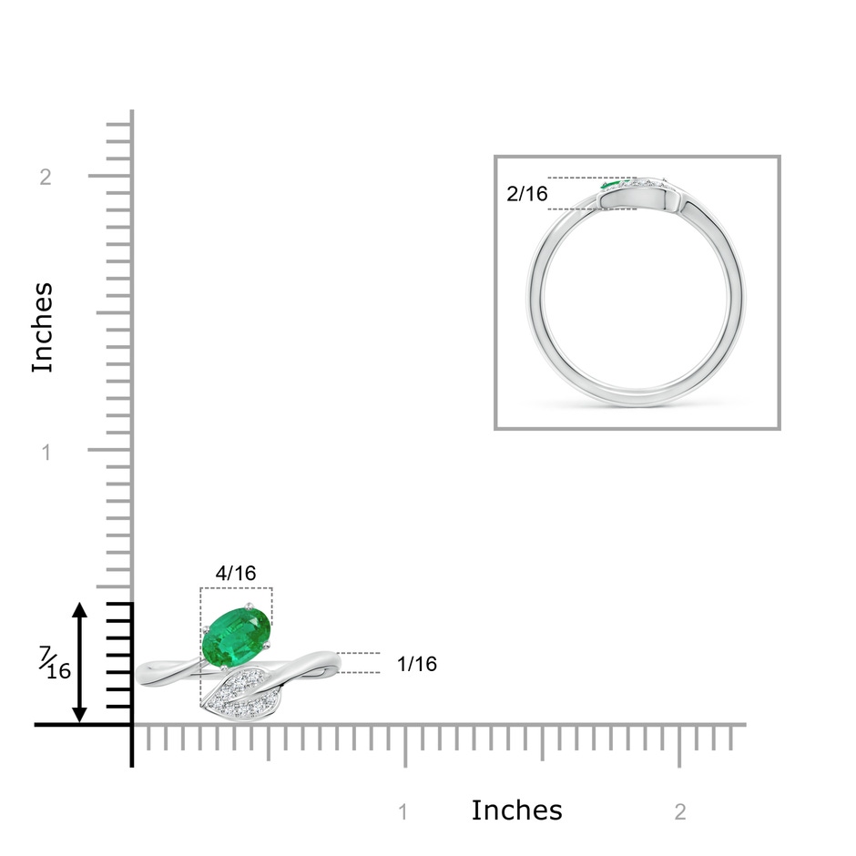 7x5mm AA Nature Inspired Emerald Bypass Ring with Diamond Leaf in P950 Platinum product image