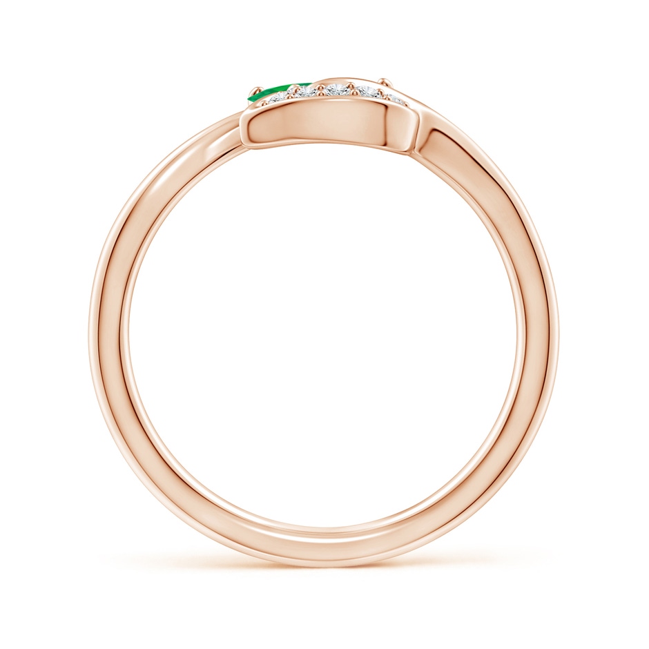 7x5mm AA Nature Inspired Emerald Bypass Ring with Diamond Leaf in Rose Gold product image