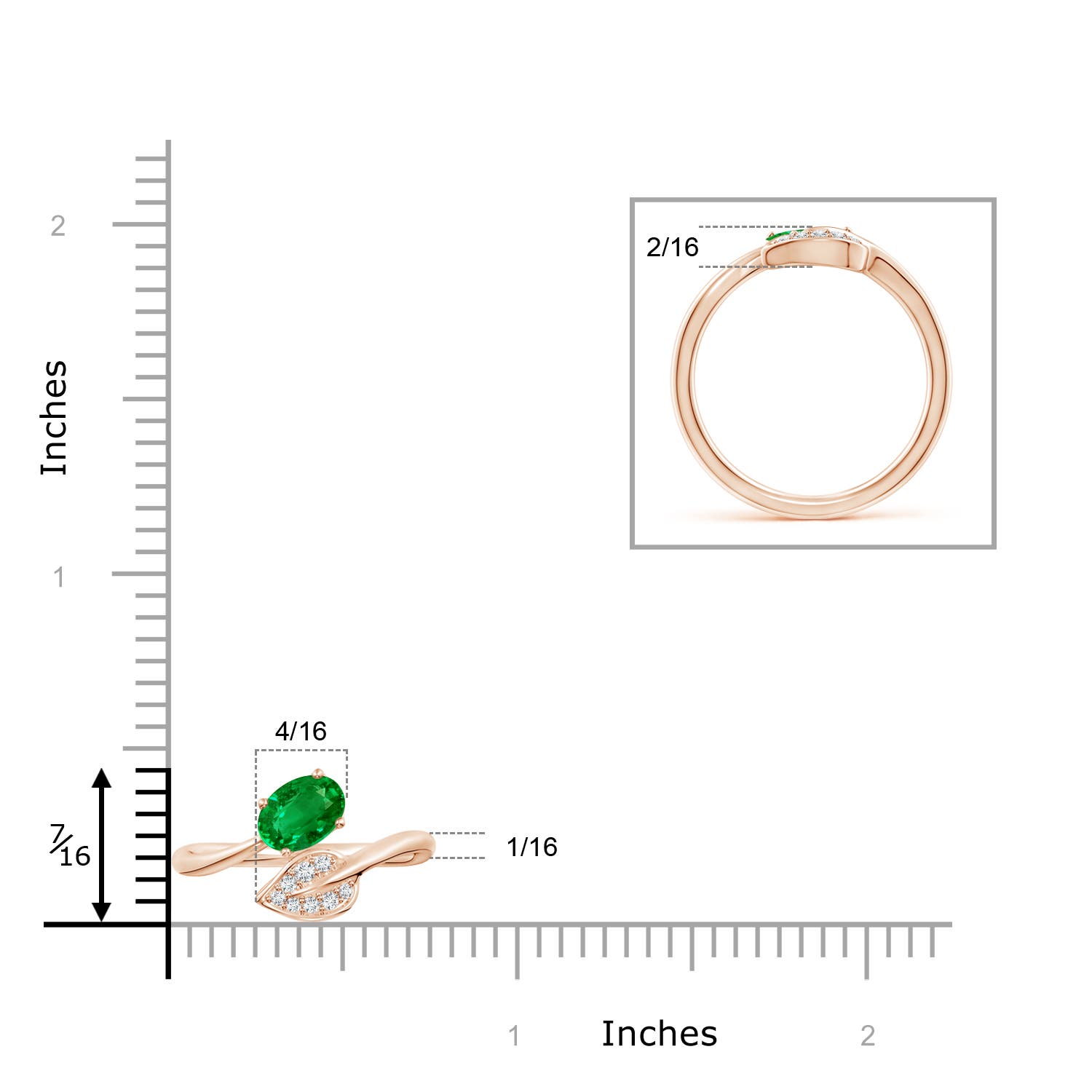 AAAA - Emerald / 0.71 CT / 14 KT Rose Gold