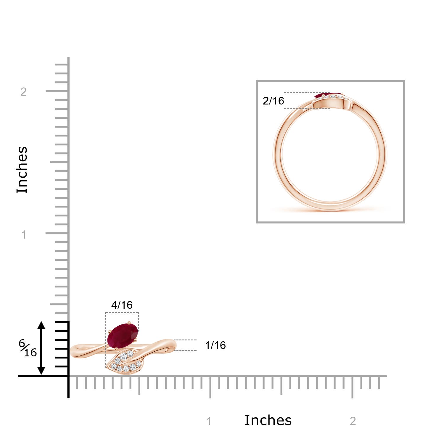 A - Ruby / 0.64 CT / 14 KT Rose Gold