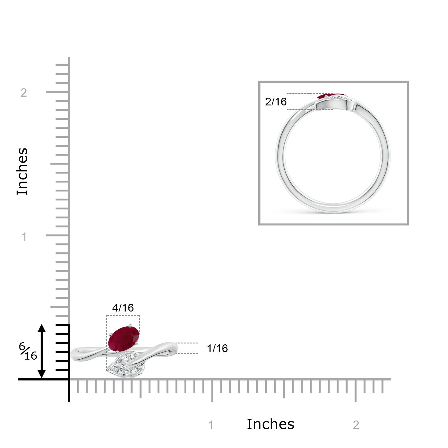 A - Ruby / 0.64 CT / 14 KT White Gold