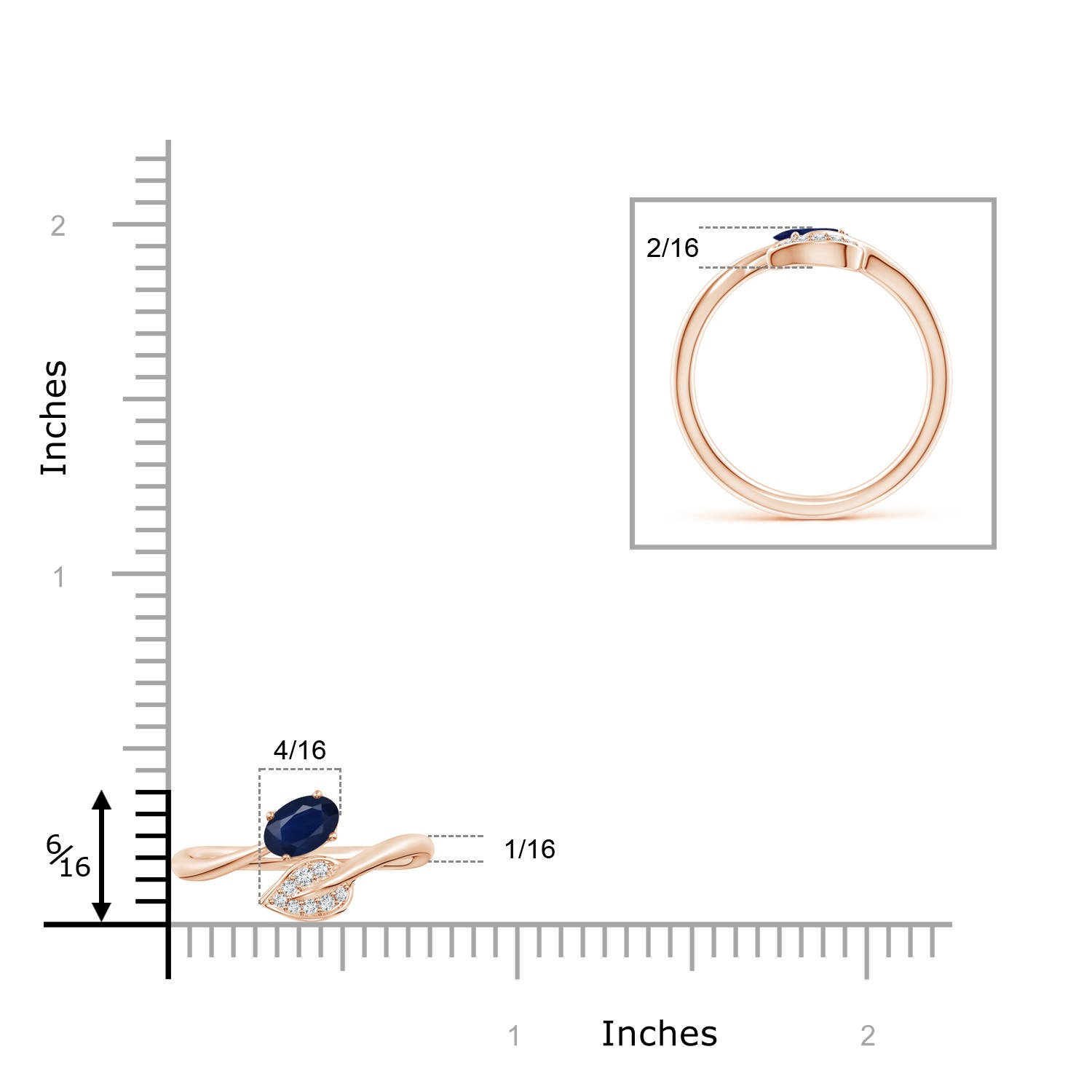 A - Blue Sapphire / 0.64 CT / 14 KT Rose Gold