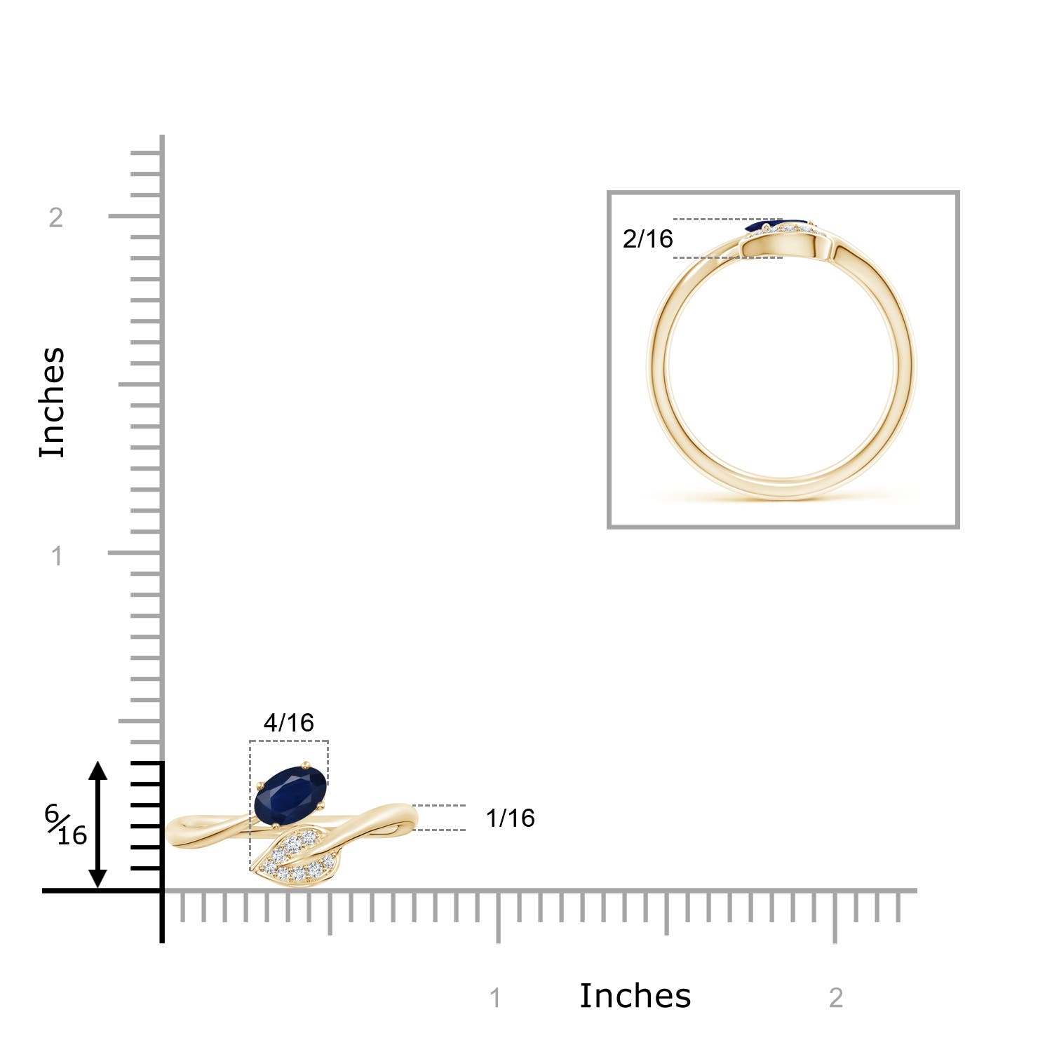 A - Blue Sapphire / 0.64 CT / 14 KT Yellow Gold