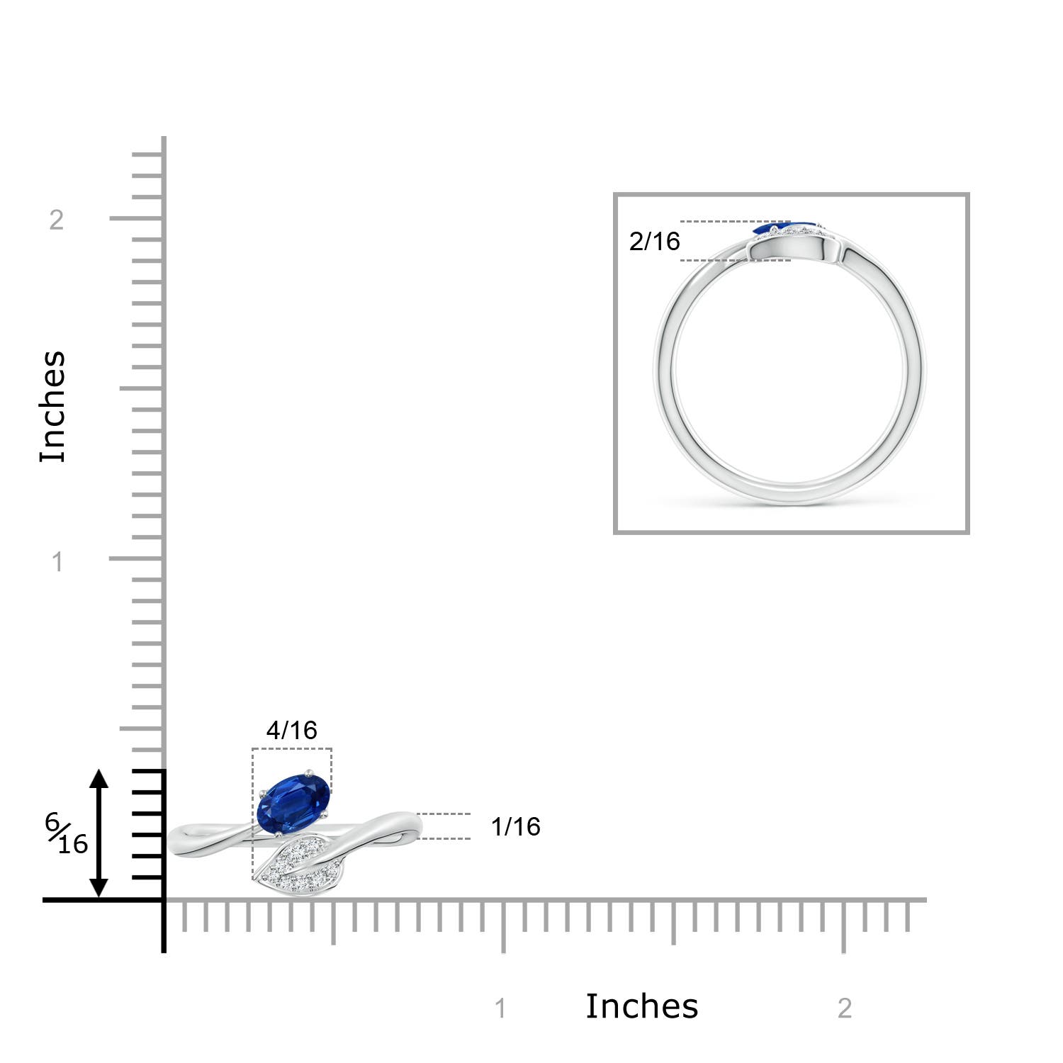 AAA - Blue Sapphire / 0.64 CT / 14 KT White Gold