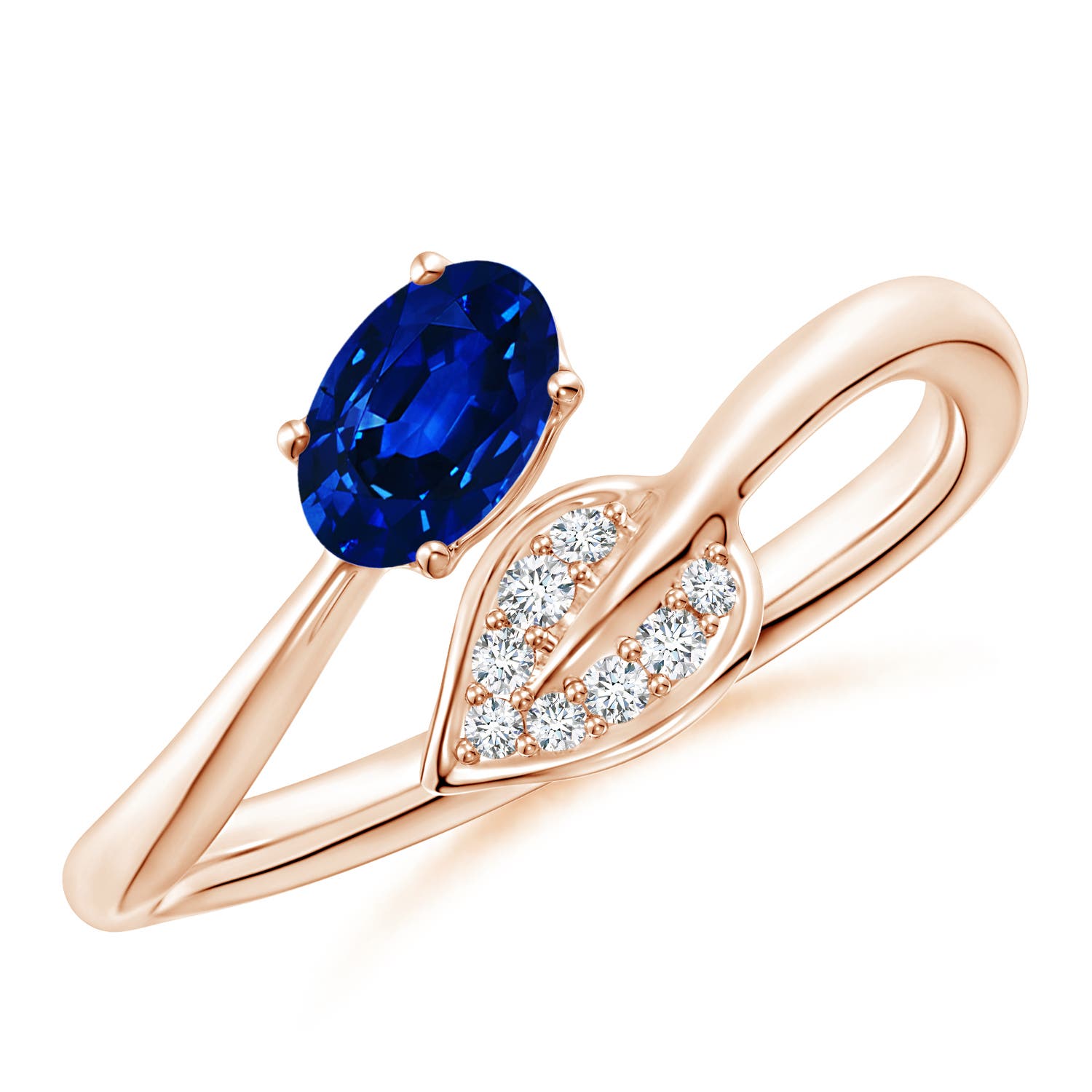 AAAA - Blue Sapphire / 0.64 CT / 14 KT Rose Gold