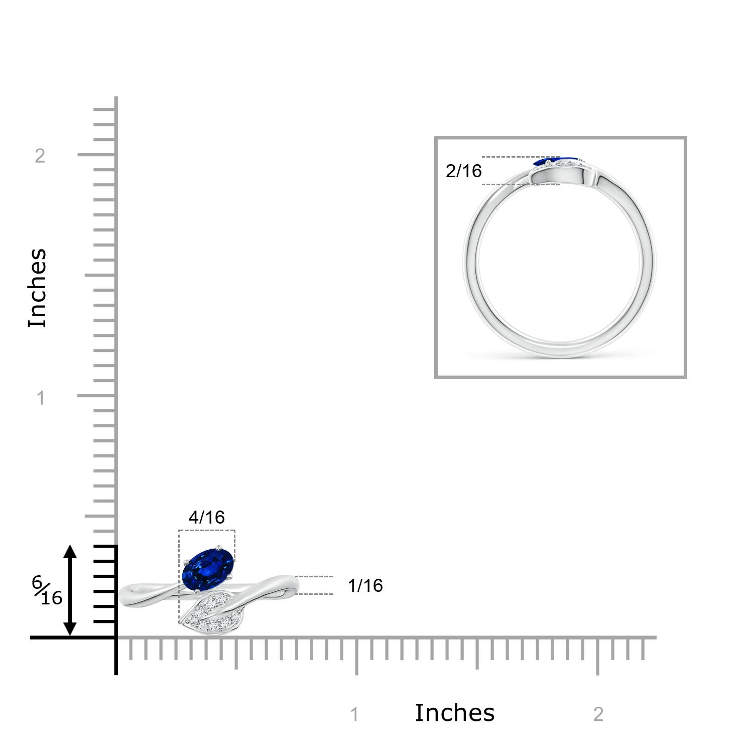 AAAA - Blue Sapphire / 0.64 CT / 14 KT White Gold