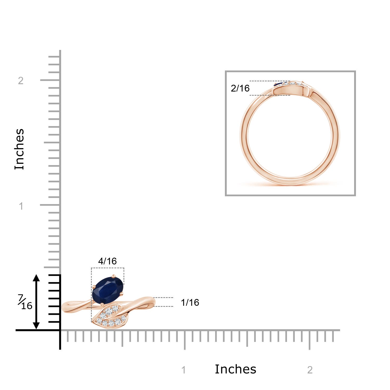 A - Blue Sapphire / 0.9 CT / 14 KT Rose Gold