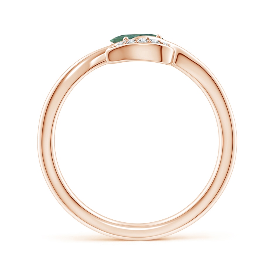 6x4mm AA Nature Inspired Teal Montana Sapphire Ring with Diamond Leaf in Rose Gold side 199