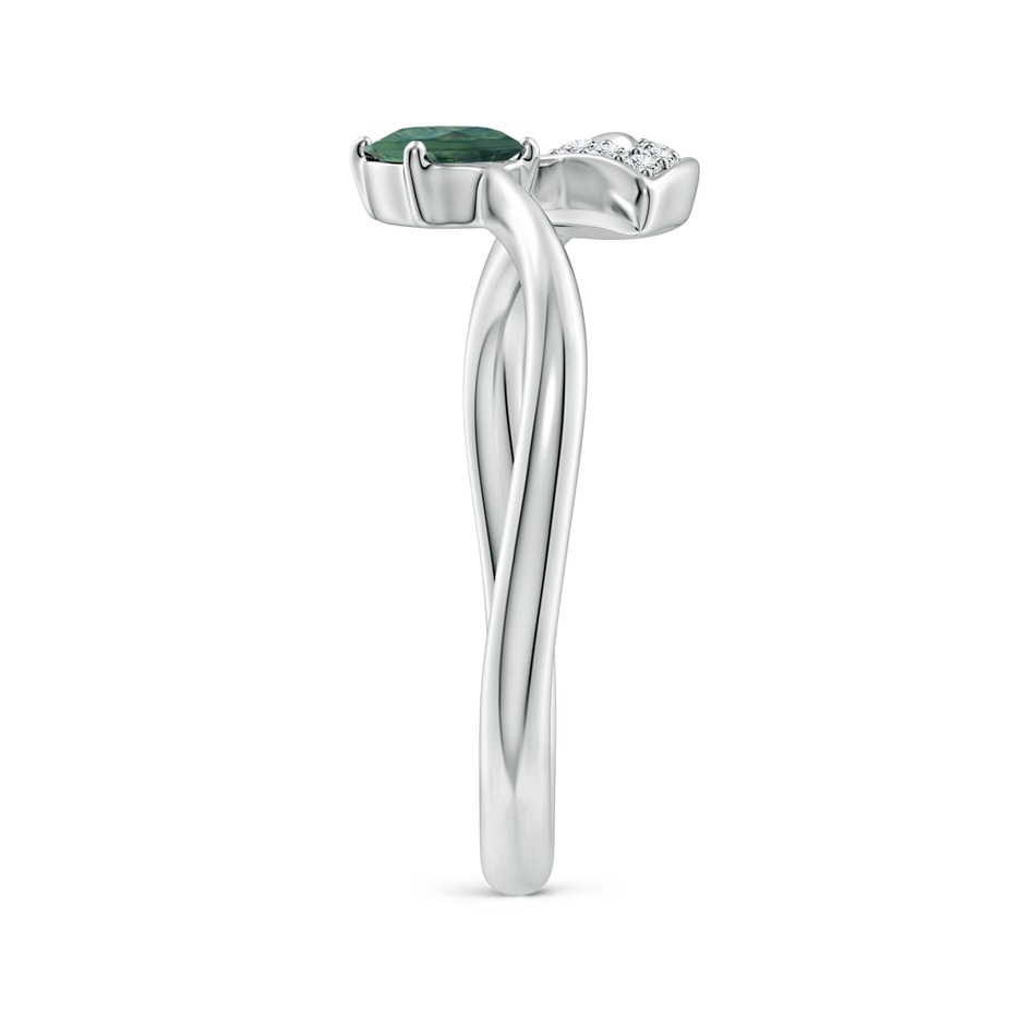 6x4mm AA Nature Inspired Teal Montana Sapphire Ring with Diamond Leaf in White Gold side 299