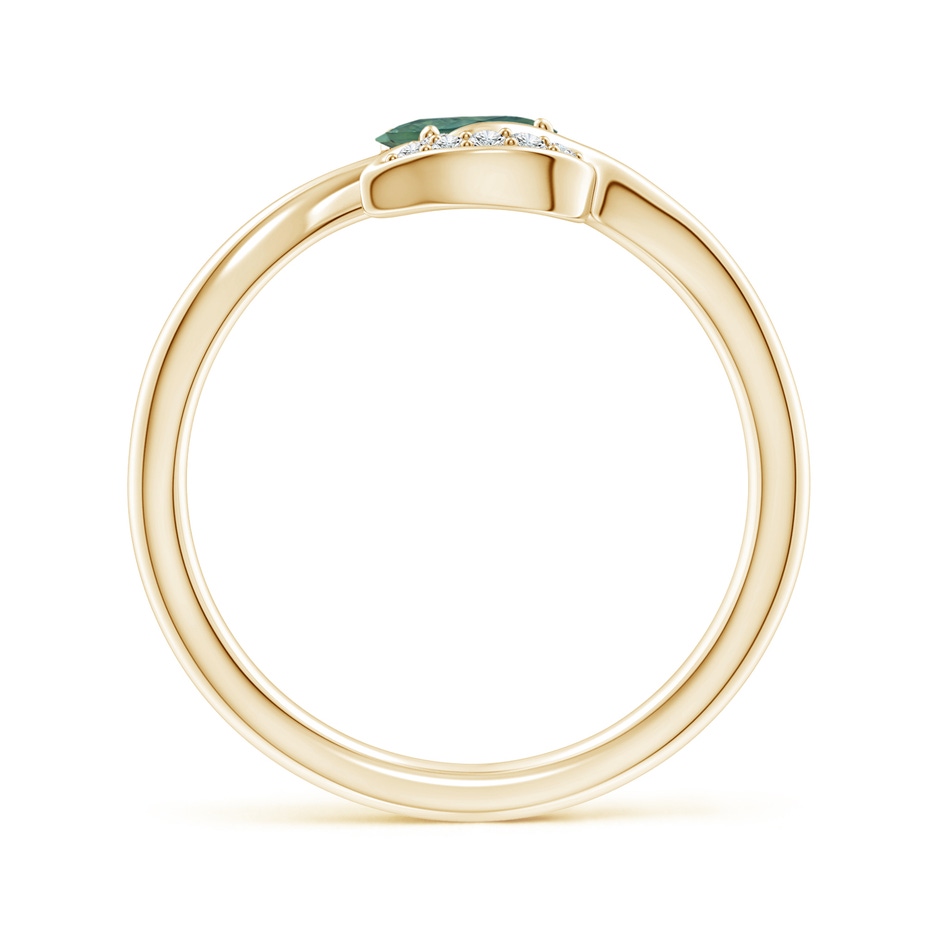 6x4mm AA Nature Inspired Teal Montana Sapphire Ring with Diamond Leaf in Yellow Gold side 199