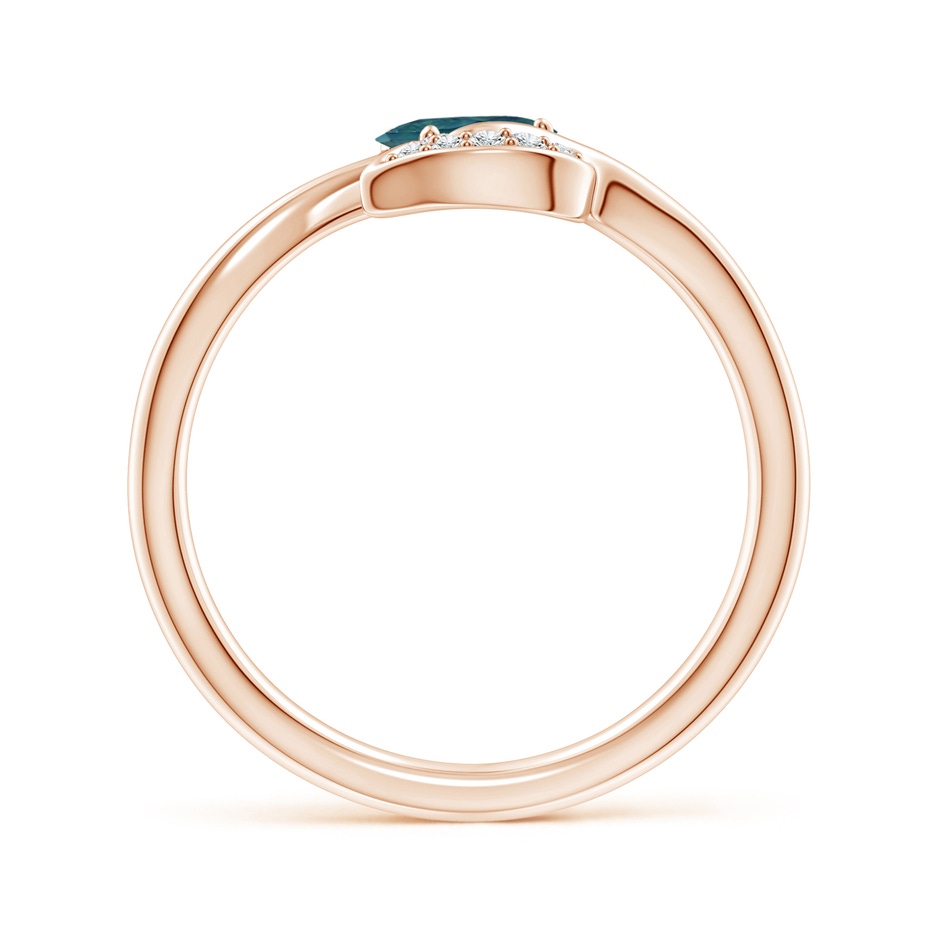 6x4mm AAA Nature Inspired Teal Montana Sapphire Ring with Diamond Leaf in Rose Gold side 199
