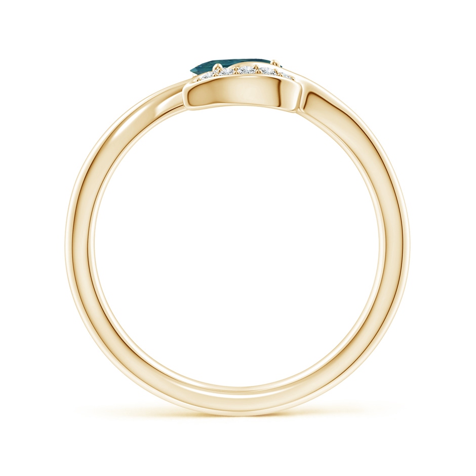 6x4mm AAA Nature Inspired Teal Montana Sapphire Ring with Diamond Leaf in Yellow Gold side 199