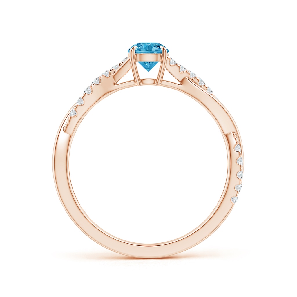 4.4mm AAAA Classic Solitaire Fancy Intense Blue Diamond Twist Shank Engagement Ring in Rose Gold - side 199