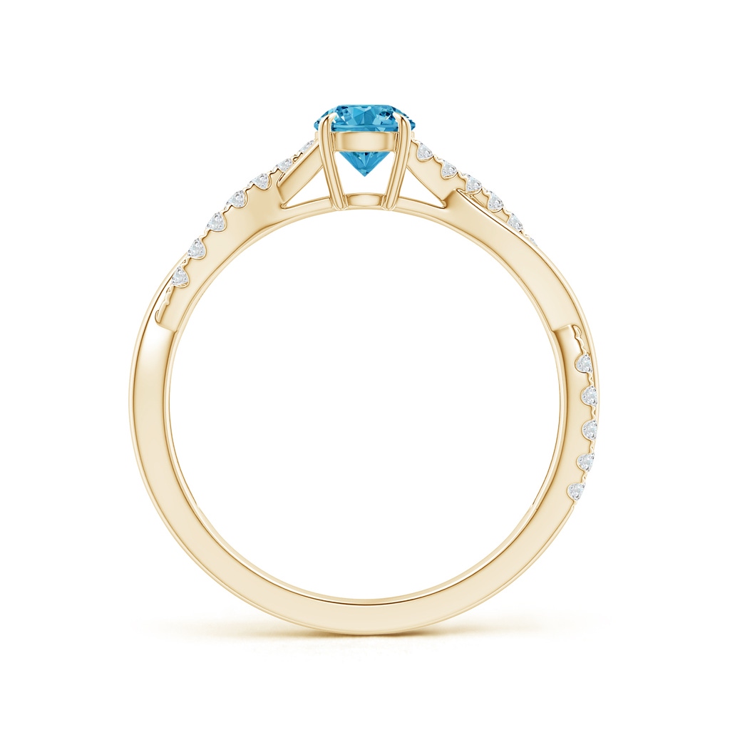 4.4mm AAAA Classic Solitaire Fancy Intense Blue Diamond Twist Shank Engagement Ring in Yellow Gold - side 199