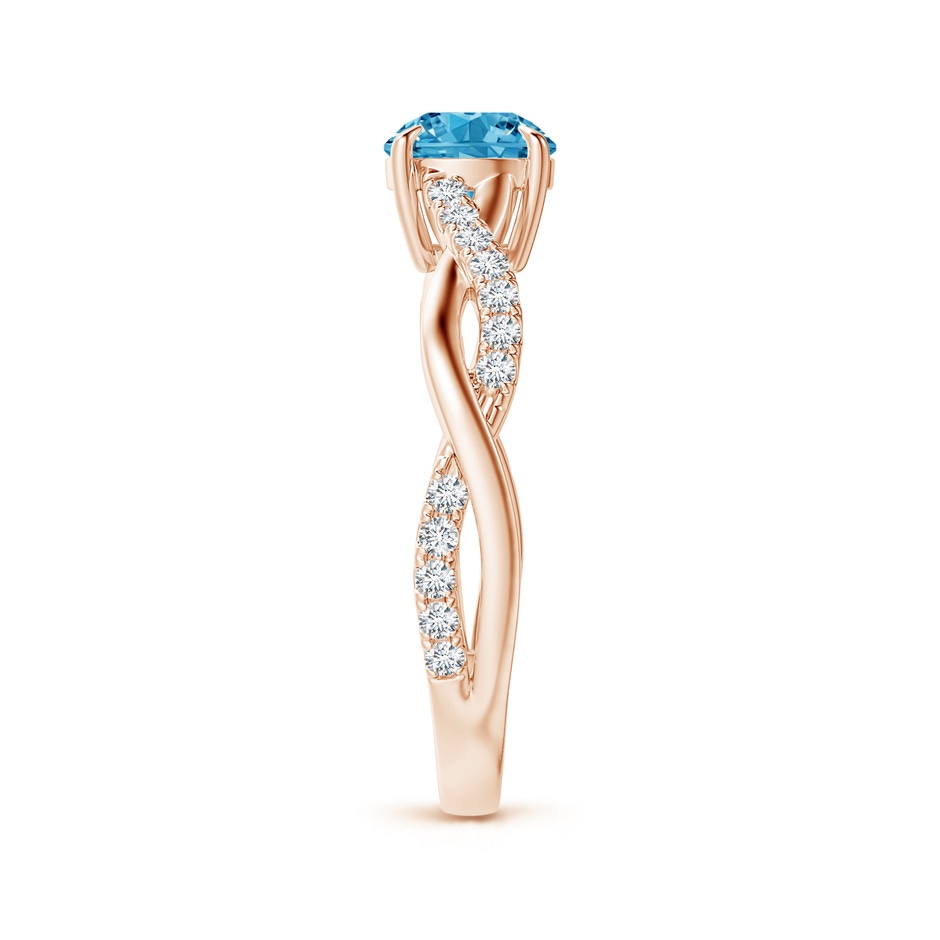 5.9mm AAAA Classic Solitaire Fancy Intense Blue Diamond Twist Shank Engagement Ring in Rose Gold side 299