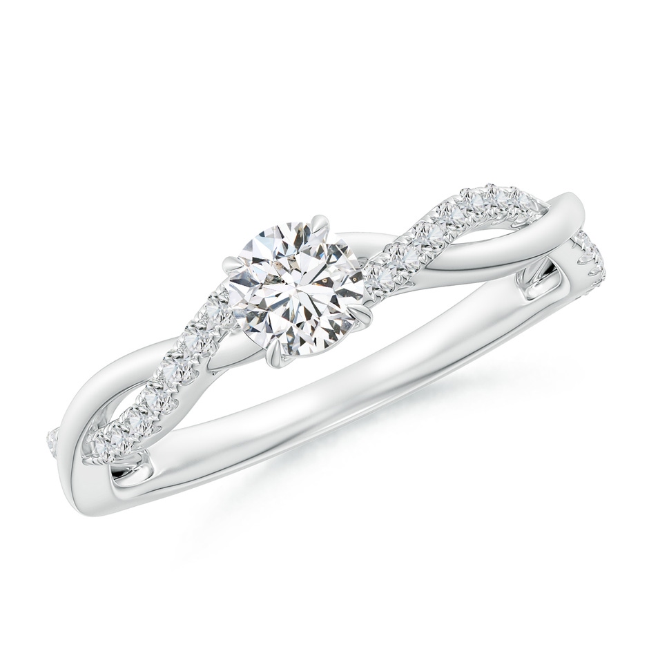 4.4mm HSI2 Classic Solitaire Diamond Twist Shank Engagement Ring in 18K White Gold 