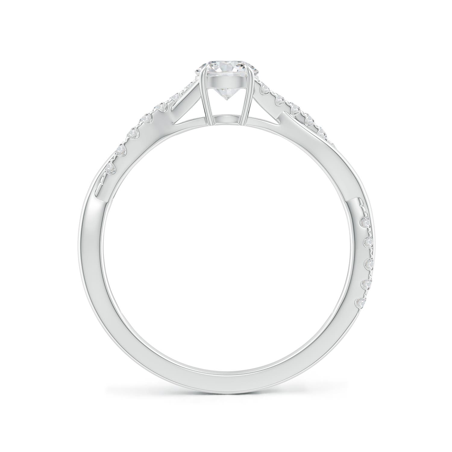 4.4mm HSI2 Classic Solitaire Diamond Twist Shank Engagement Ring in 18K White Gold