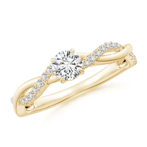 4.4mm HSI2 Classic Solitaire Diamond Twist Shank Engagement Ring in 18K Yellow Gold