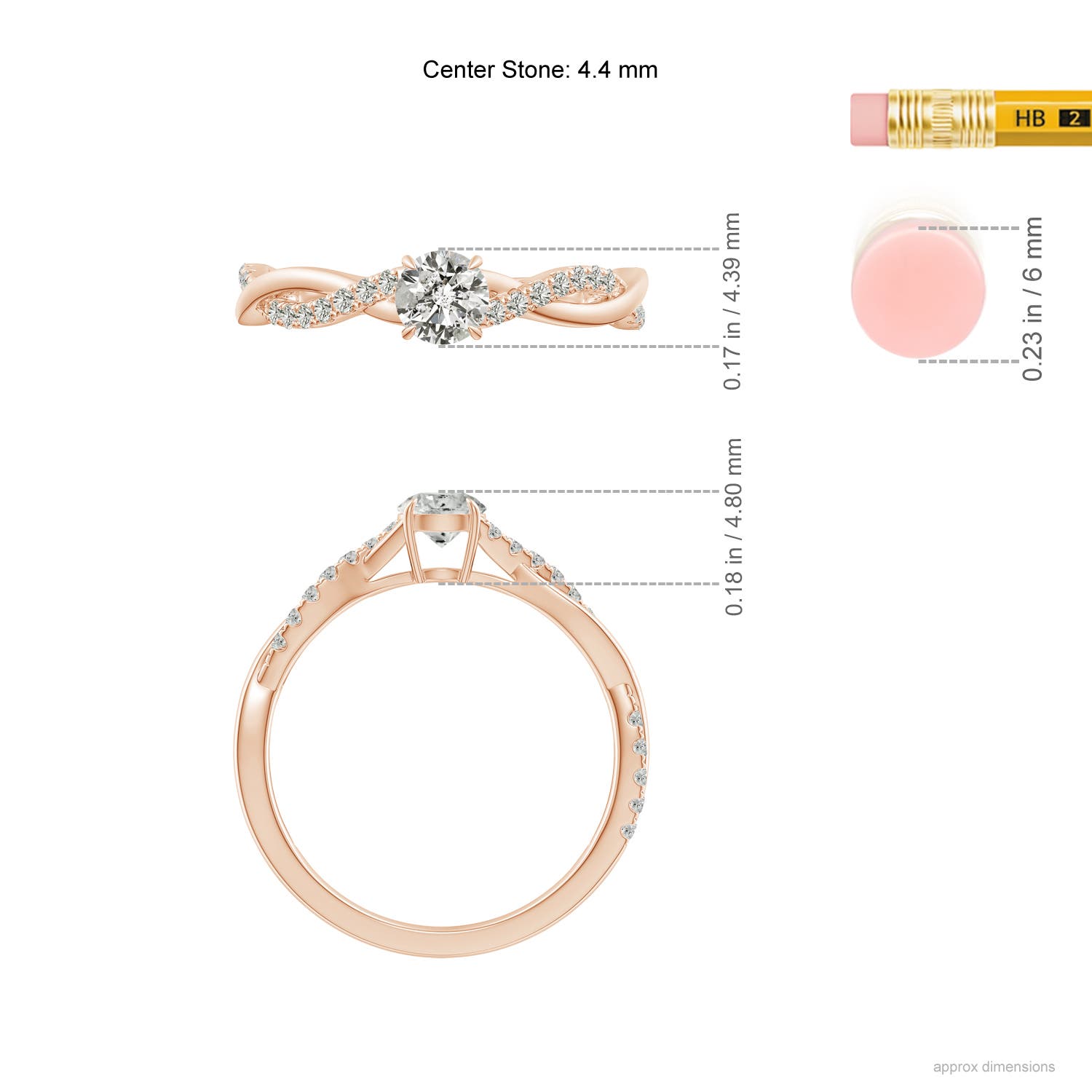 K, I3 / 0.49 CT / 14 KT Rose Gold