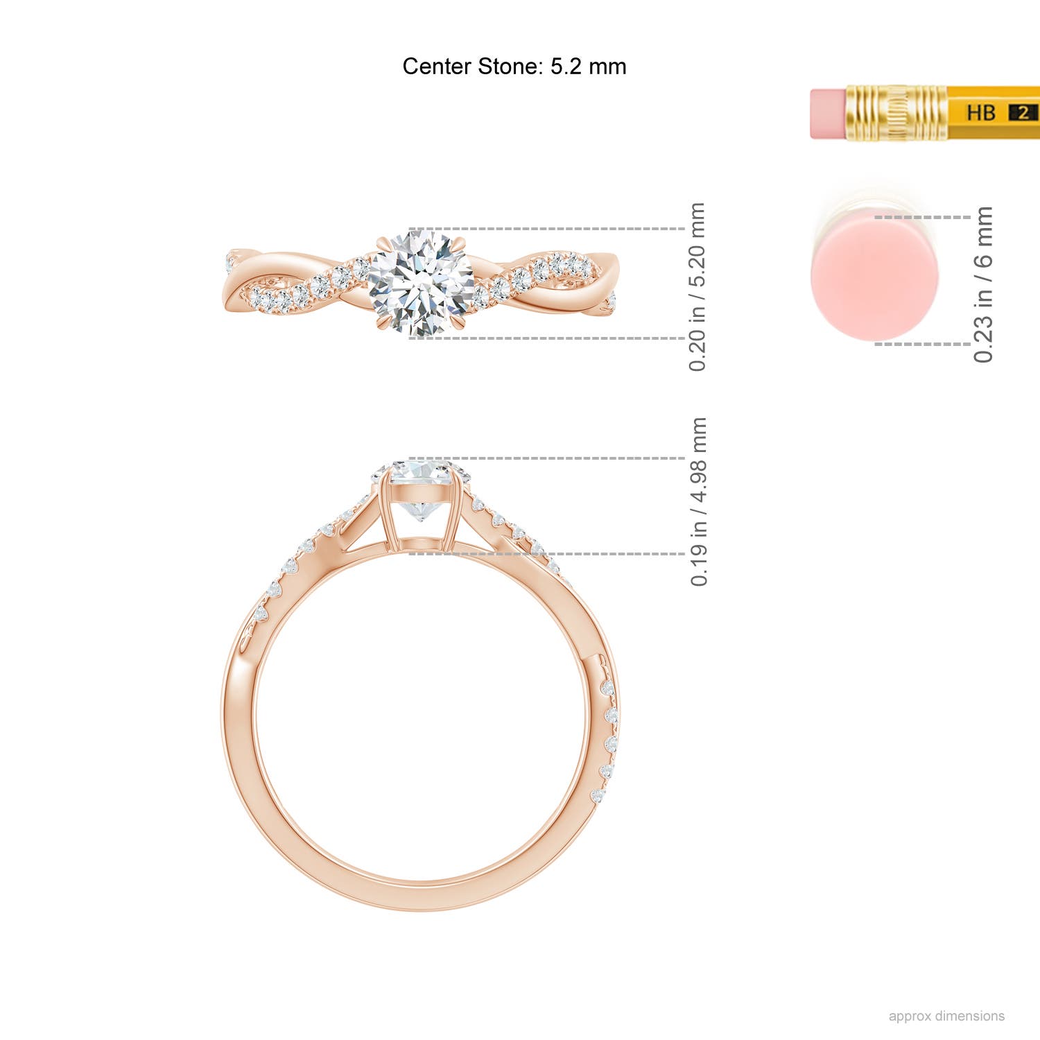 G, VS2 / 0.74 CT / 14 KT Rose Gold