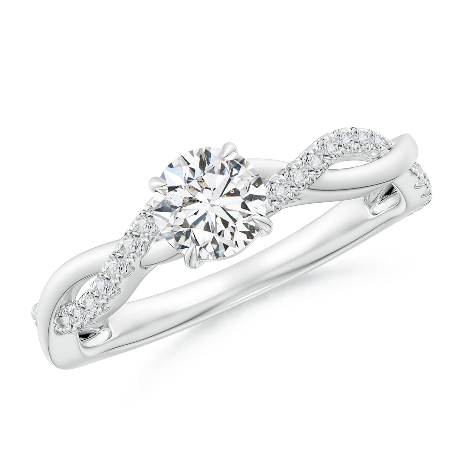 5.2mm HSI2 Classic Solitaire Diamond Twist Shank Engagement Ring in 18K White Gold