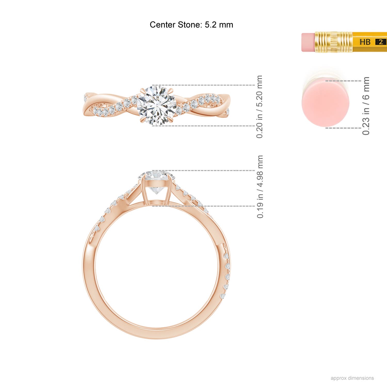 H, SI2 / 0.74 CT / 14 KT Rose Gold