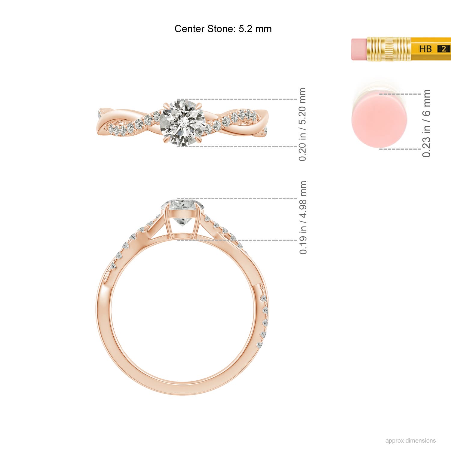 K, I3 / 0.74 CT / 14 KT Rose Gold