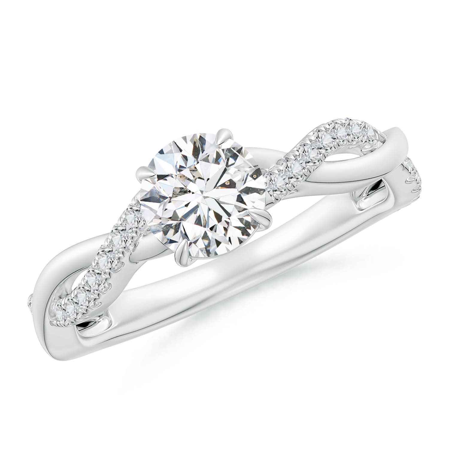 5.9mm HSI2 Classic Solitaire Diamond Twist Shank Engagement Ring in 18K White Gold