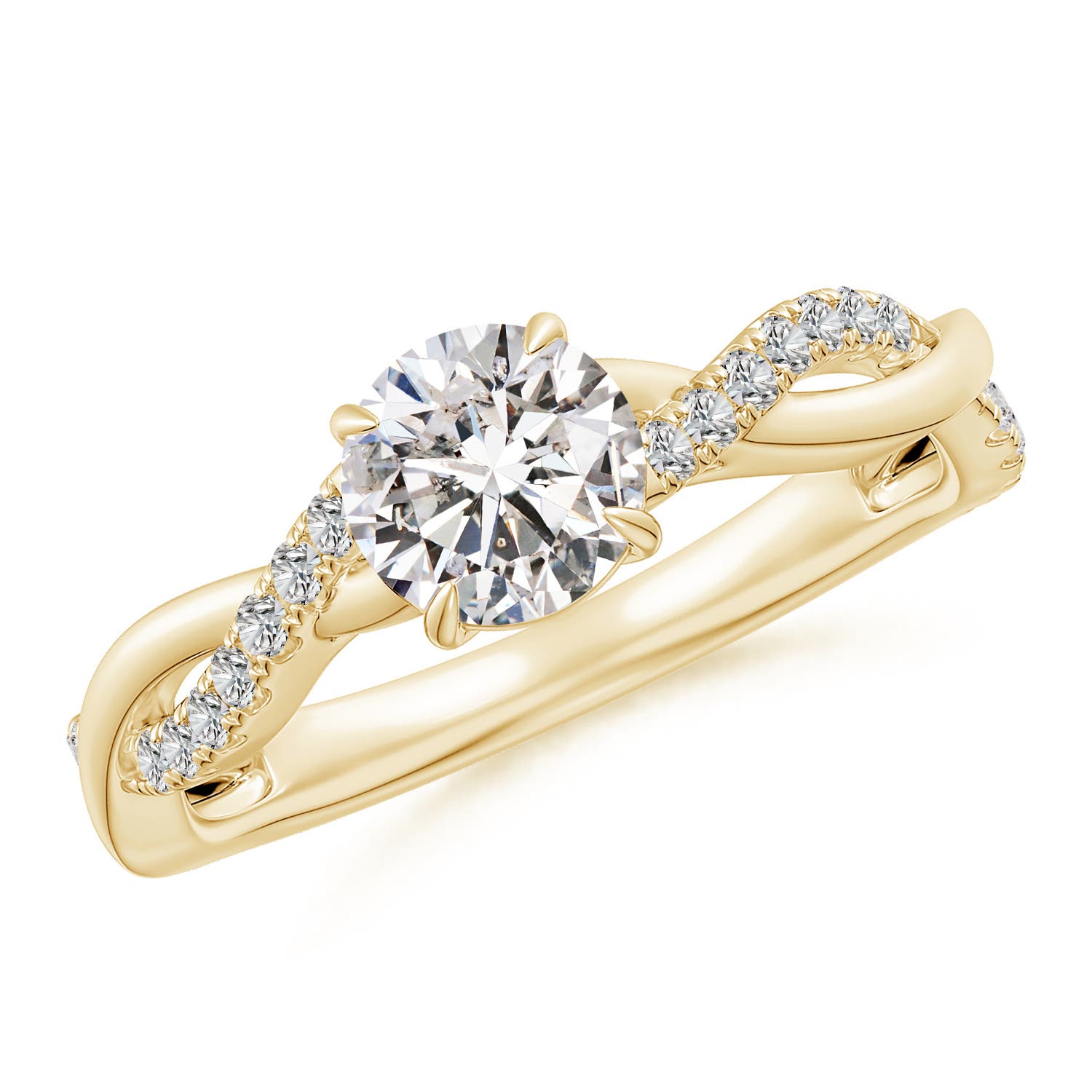 5.9mm IJI1I2 Classic Solitaire Diamond Twist Shank Engagement Ring in 18K Yellow Gold